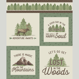 Let's Get Lost in the Woods - Adventure Awaits Green Multi Panel