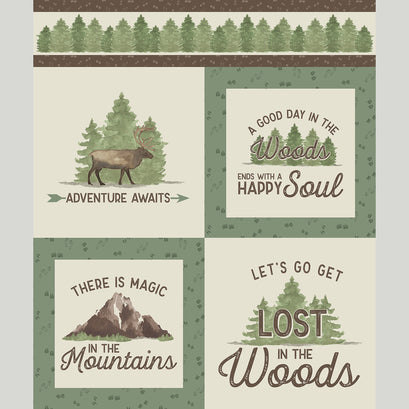 Let's Get Lost in the Woods - Adventure Awaits Green Multi Panel