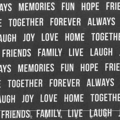 Urban Cottage - Words to Live By Black 108" Wide Backing