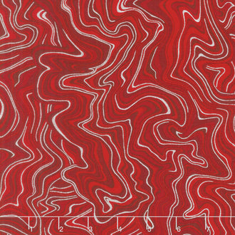 Holiday Flourish 11 - Silver Marble Scarlet Metallic Yardage