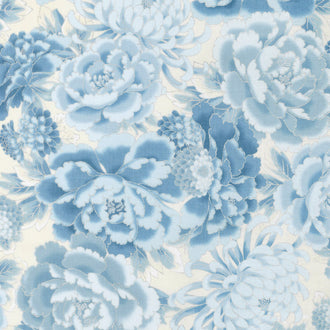 Imperial Collection 14 - Indigo Colorstory Flowers Blue Metallic Yardage