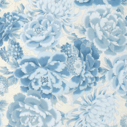 Imperial Collection 14 - Indigo Colorstory Flowers Blue Metallic Yardage