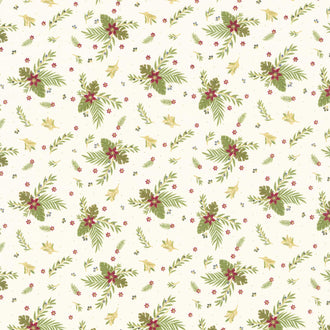 Silent Night - Olive Branch Ivory Metallic Yardage