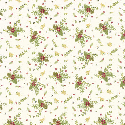Silent Night - Olive Branch Ivory Metallic Yardage