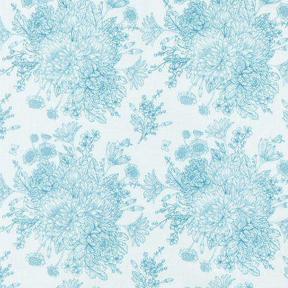 Love Story - Floral Aqua Yardage