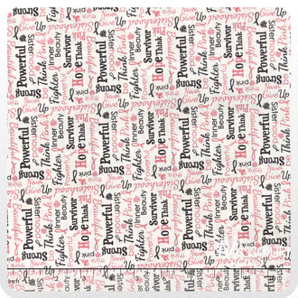 Think Pink - Words Cream Yardage