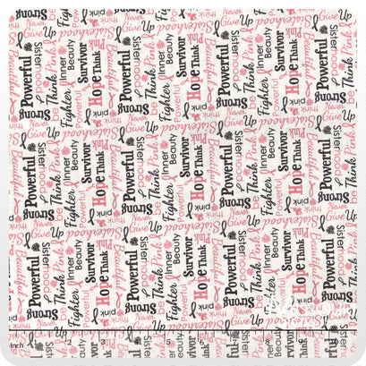 Think Pink - Words Cream Yardage