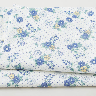 Blossoms - Floral with Dot Navy 2 Yard Cut