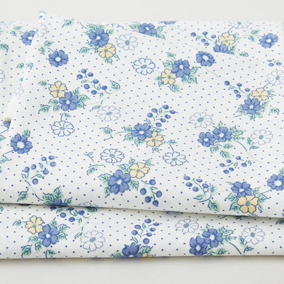 Blossoms - Floral with Dot Navy 2 Yard Cut