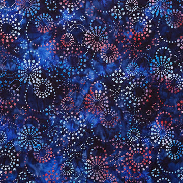 Artisan Batiks - Liberty 2 Fireworks Dots and Stars Navy Yardage