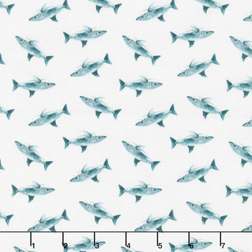 Pirates Ahoy - Sharks Grey Yardage