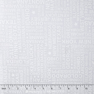 Patriotic Pride - State Names Pigment White Yardage