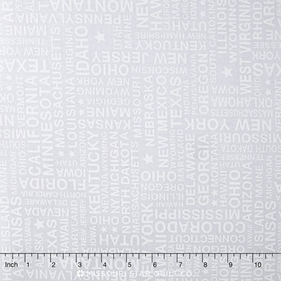 Patriotic Pride - State Names Pigment White Yardage