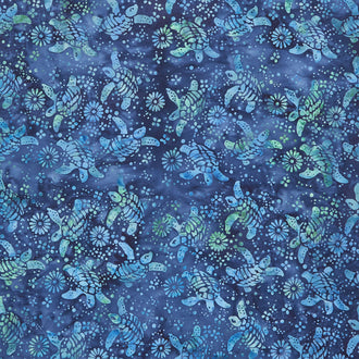 Turtle Cove Batiks - Turtle Blue Marine Yardage