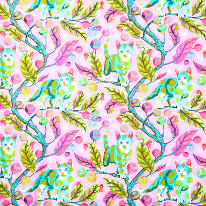 Tabby Road - Club Kitty Electroberry Yardage