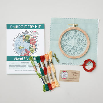 Floral Flourish Green Embroidery Kit Alternative View #2