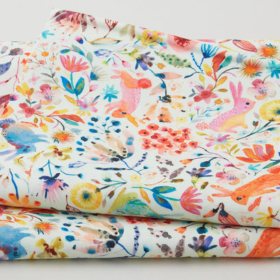 Flora & Fun - Bunnies & Flowers Mint 2 Yard Cut