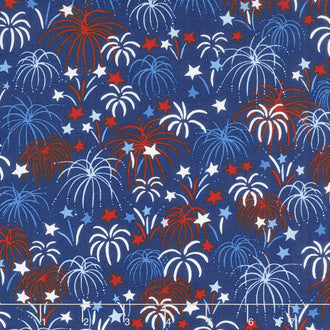 Patriotic Parade - Fireworks Dark Blue Yardage