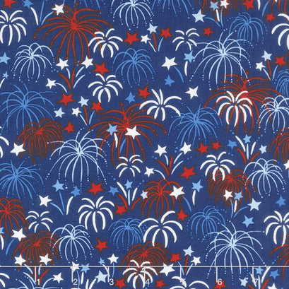Patriotic Parade - Fireworks Dark Blue Yardage
