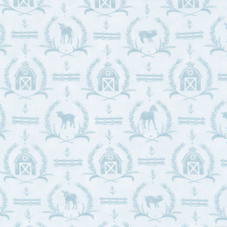 Willow's Farm - Farm Yard Damask Sky Yardage