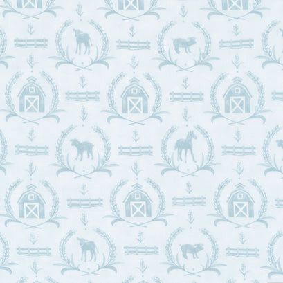 Willow's Farm - Farm Yard Damask Sky Yardage