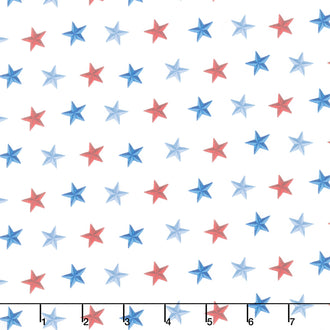 Faith, Family, Freedom - Stars of Freedom White Yardage