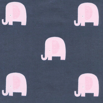 Flannel Basics - Elephant In Color Navy Yardage