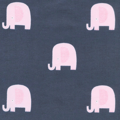 Flannel Basics - Elephant In Color Navy Yardage