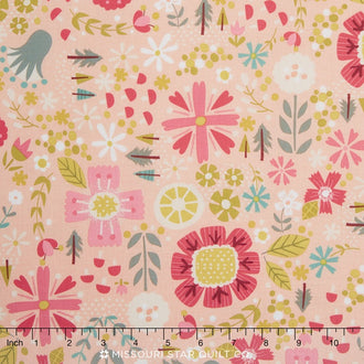 Goldilocks - Floral Coral Yardage