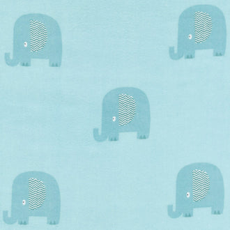 Flannel Basics - Elephant In Color Aqua Yardage