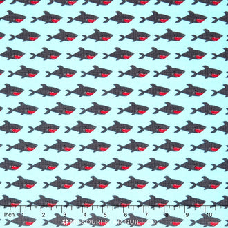 Blackbeard's Pirates - Shark Blue Yardage