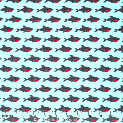 Blackbeard's Pirates - Shark Blue Yardage