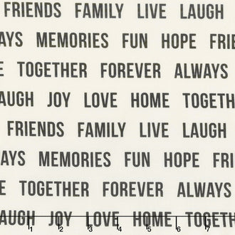 Urban Cottage - Words to Live By Ivory Black 108" Wide Backing
