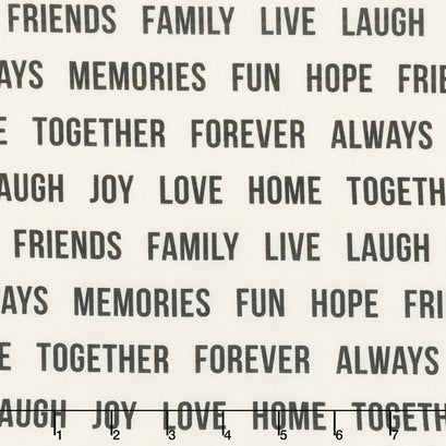 Urban Cottage - Words to Live By Ivory Black 108" Wide Backing