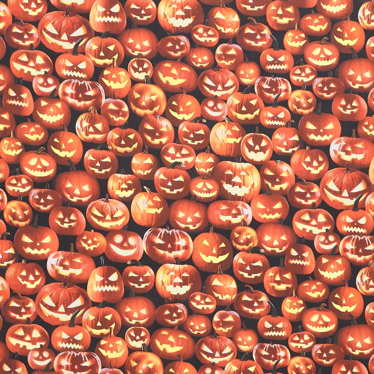 All Hallows Eve - Packed Jack O Lanterns Pumpkin Yardage Primary Image