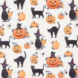 Meow-Gical Night - Cats and Pumpkins Cream Yardage Primary Image