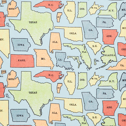 Old School - USA States Blue Yardage