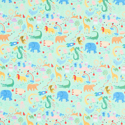 Get Your Cray-on - Crayola Main Mint Yardage
