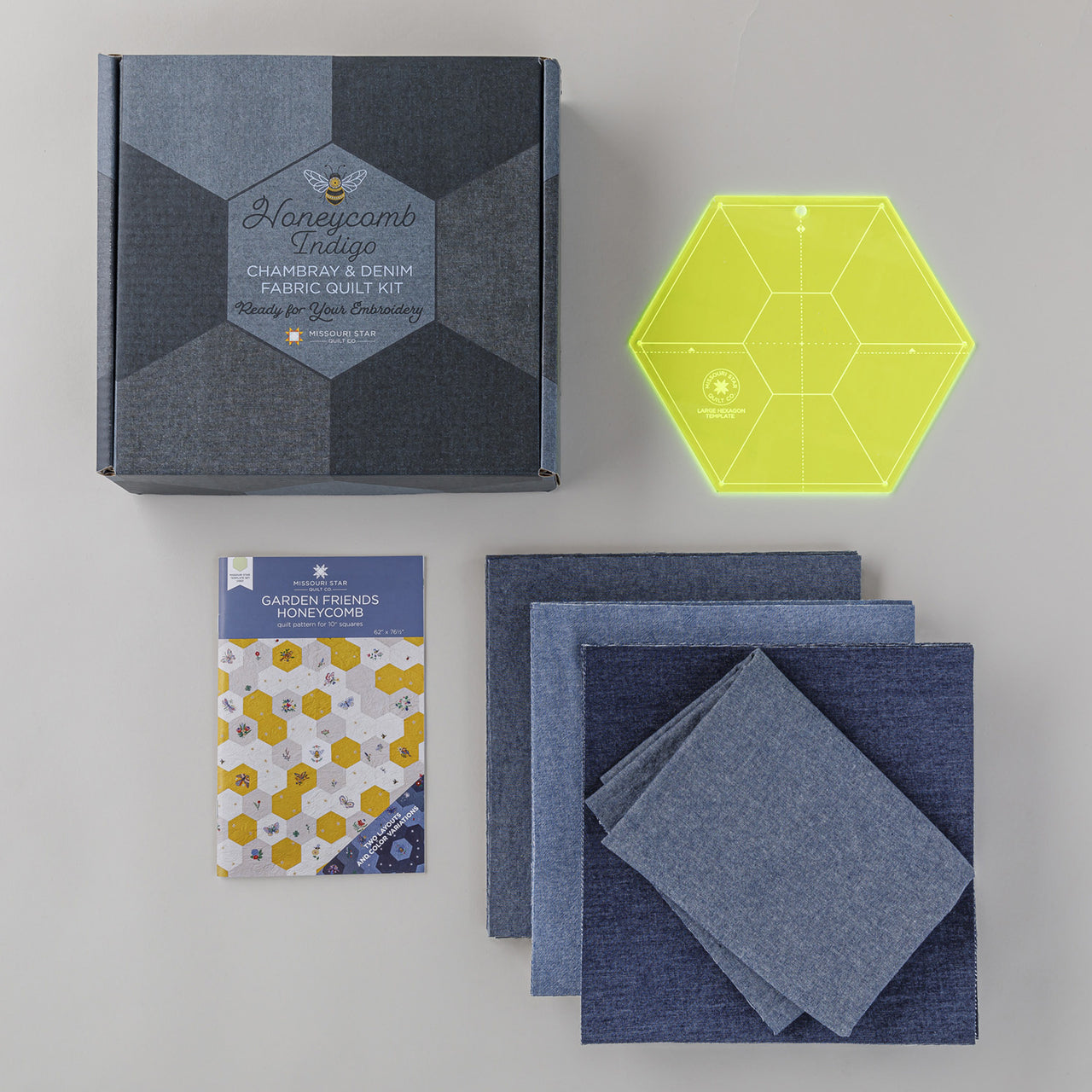 Missouri Star Honeycomb Indigo Fabric Quilt Kit