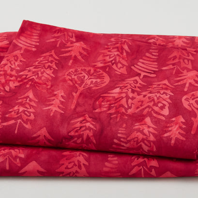 Winter Wonders Batiks - Trees Cherry 2 Yard Cut
