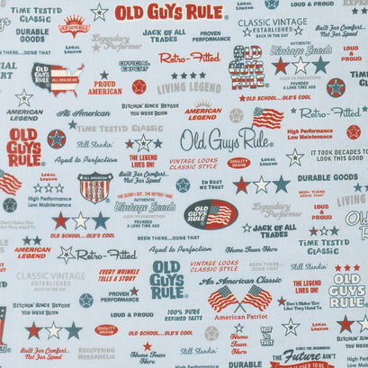 Old Guys Rule - Words Denim Yardage