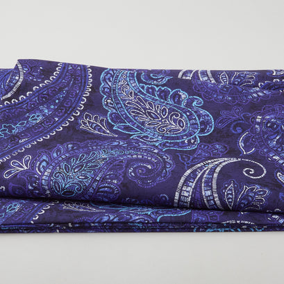 Parkside - Large Embroidered Paisley Royal 118" Wide 3 Yard Cut