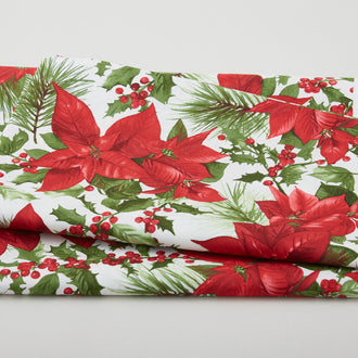 Poinsettia & Pine Favorites - Focal Poinsettia Cream 2 Yard Cut