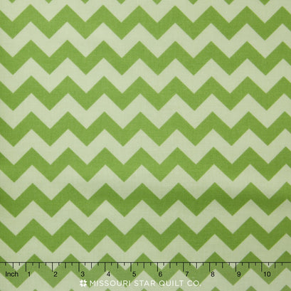 Small Cotton Chevrons - Tone on Tone Green Yardage