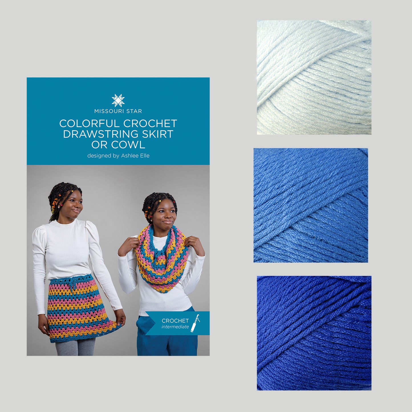 Colorful Crochet Skirt/Cowl - XS/S/M - All Blues Crochet Kit Alternative View #3