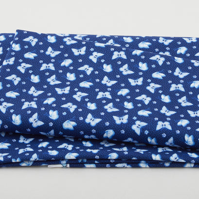 Annablue - Small Butterflies Navy 2 Yard Cut