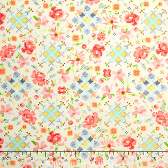 Woodland Clearing - Sampler Floral Ivory Yardage