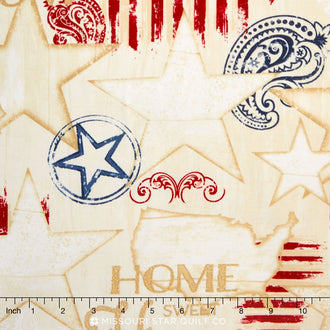 Colors of Freedom - Words Allover Ivory Yardage