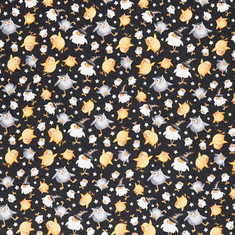 Boo Whoo - Owls and Stars Black Glow Yardage