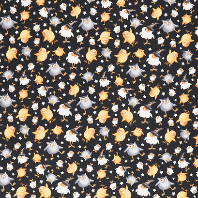 Boo Whoo - Owls and Stars Black Glow Yardage